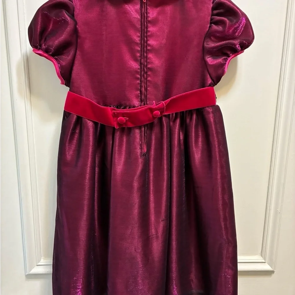 Vintage Burgundy Dress with Floral Accents
